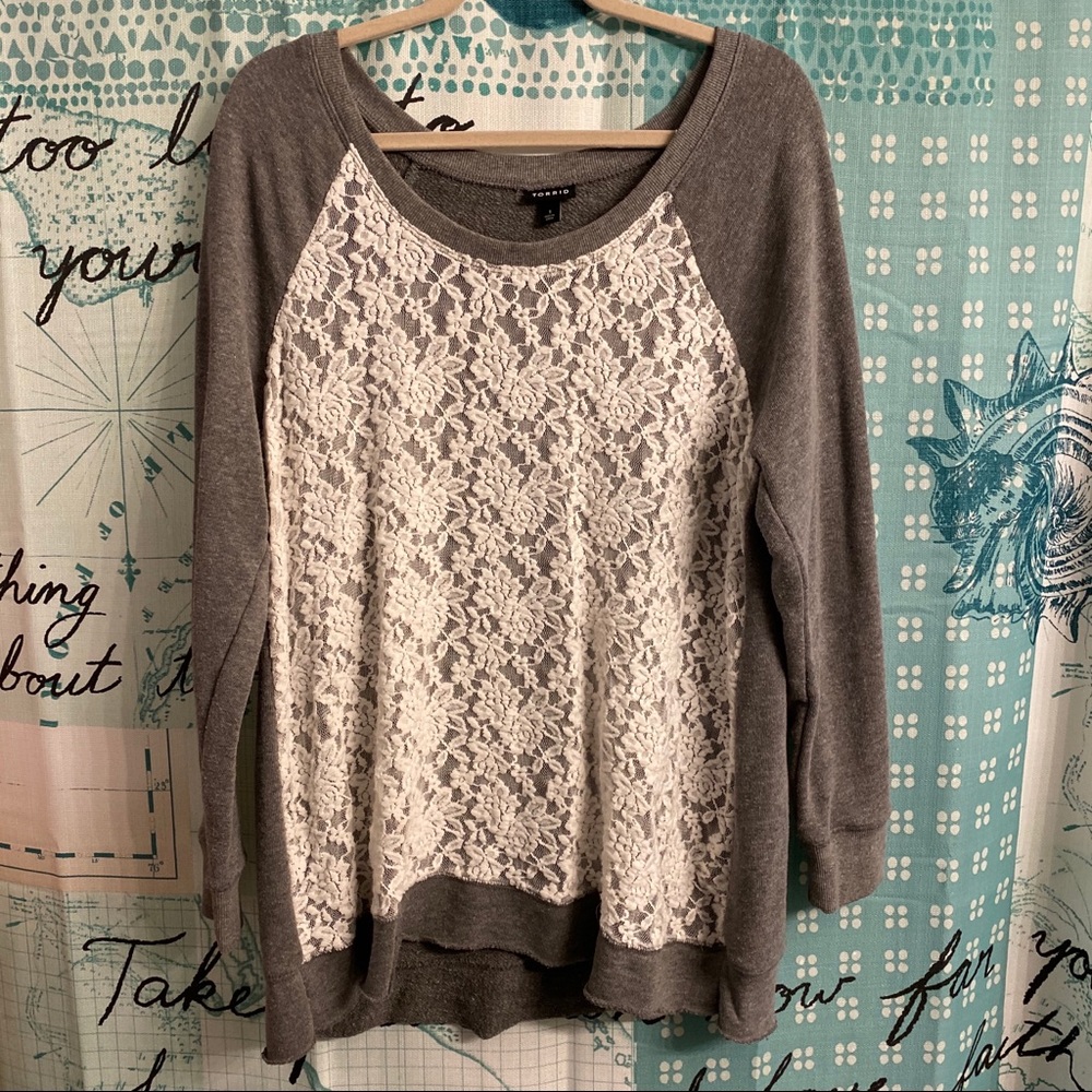 Torrid lace front dress sweatshirt